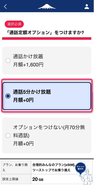 STEP6　通話定額オプション