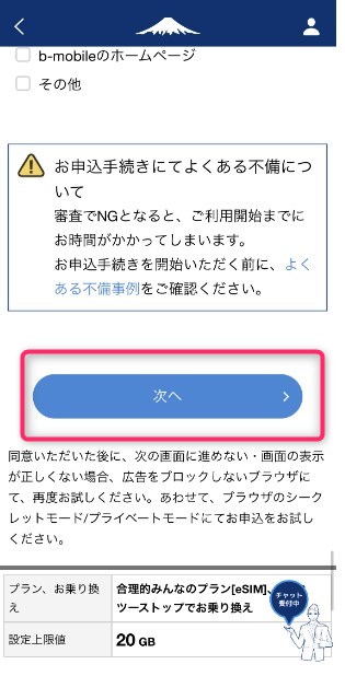 STEP8　同意　次へ