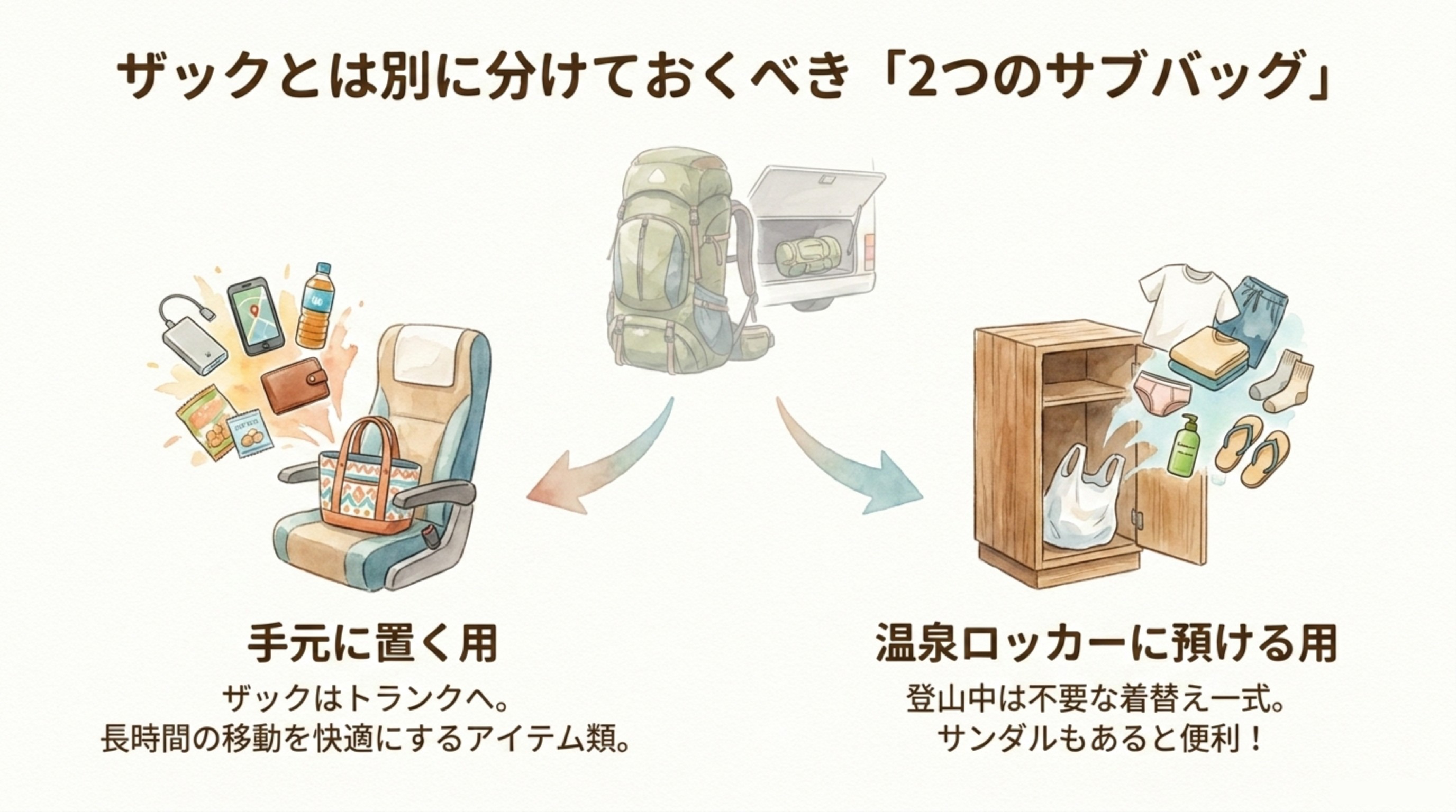 ザックとは別にまとめておいた方が良いもの